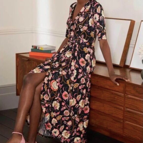 Boden Dresses & Skirts - Boden Lavinia Wrap Dress Floral Jersey Modest Maxi